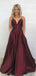 Simple V-neck Long A-line Prom Dresses, Cheap Prom Dresses, BG0445