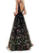 Floral Prom Dresses, A-line Prom Dresses, V-neck Prom Dresses, Long Prom Dresses,BG0415