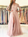 Blush Pink Lace Prom Dresses, Side Slit Prom Dresses, Half Sleeves Prom Dresses, BG0405