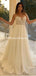 Sparkly Ivory Sequin Lace Appliqued A-line Long Cheap Wedding Dresses, WDS0052