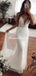 Charming Spaghetti Strap V-neck Lace Mermaid Long Cheap Wedding Dresses, WDS0059