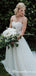 Sweetheart Charming Off-White Tulle A-line Long Cheap Wedding Dresses, WDS0005