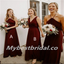Mismatched Burgundy V-neck Halter A-line Long Bridesmaid Dresses,BDS0184