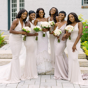 Spaghetti straps Jewel Mermaid Elegant Simple Pretty Long Bridesmaid Dresses, BDS0246