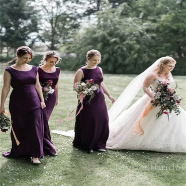 Scoop Side slit Elegant A-line Simple Pretty Long Bridesmaid Dresses,BDS0219