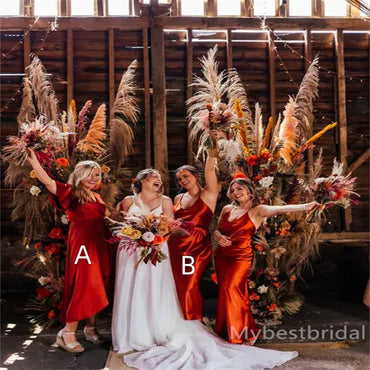 Mismatched Halter V-neck Elegant A-line Simple Pretty Long Bridesmaid Dresses,BDS0221