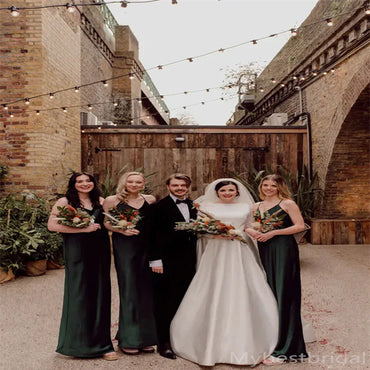 Spaghetti straps V-neck Elegant Simple Pretty Long Bridesmaid Dresses, BDS0241