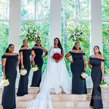 Simple Off-shoulder Mermaid Elegant Pretty Long Bridesmaid Dresses, BDS0243