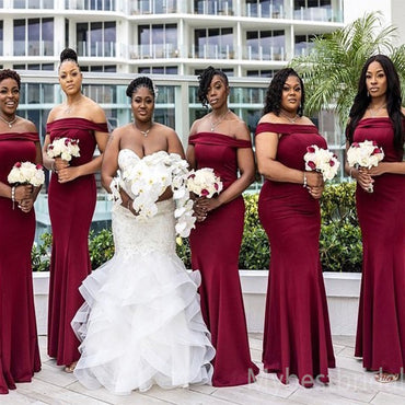 Simple Off-shoulder Mermaid Elegant Pretty Long Bridesmaid Dresses, BDS0242