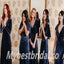 Mismatched V-neck side slit A-line Elegant Simple Long Bridesmaid Dresses,BDS0188