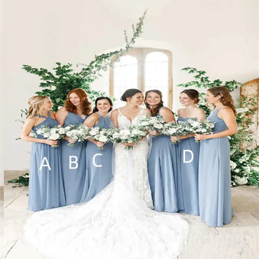 Mismatched Halter Sweetheart A-line Elegant Simple Pretty Long Bridesmaid Dresses,BDS0223