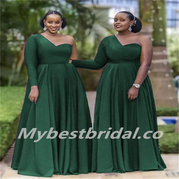 One-shoulder A-line Elegant Simple Pretty Long Bridesmaid Dresses,BDS0207