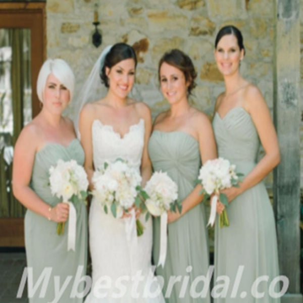 Sweetheart A-line Sleeveless Pleats Elegant Simple Long Bridesmaid Dresses,BDS0192