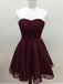 Sweetheart Cute Simpe Maroon Short Lace Homecoming Dresses 2018, BDY0259