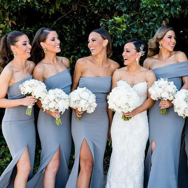 Unique Side Slit Mermaid Long Bridesmaid Dresses Online, WGY0338