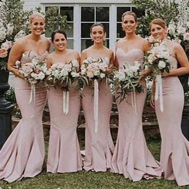 Spaghetti Straps Mermaid Simple Long Cheap Bridesmaid Dresses Online, WGY0306
