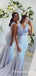 Charming Elegant V-neck Mermaid Long Cheap Bridesmaid Dresses, BDS0056