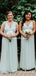 Charming V-neck Mint Chiffon A-line Long Cheap Bridesmaid Dresses, BDS0079
