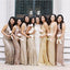 Long Sleeves Gold Sequin Mermaid Cheap Long Bridesmaid Dresses Online, WGY0241