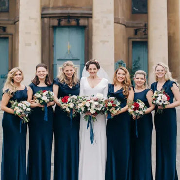 Mismatched Square A-line Elegant Simple Pretty Long Bridesmaid Dresses, BDS0244