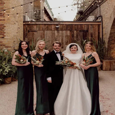 Spaghetti straps V-neck Elegant Simple Pretty Long Bridesmaid Dresses, BDS0241