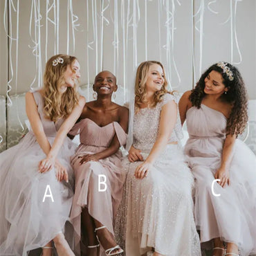 Mismatched Off-shoulder A-line Elegant Simple Pretty Long Bridesmaid Dresses,BDS0229