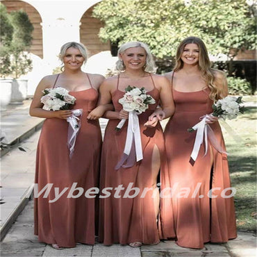 Sexy Halter A-line Elegant Simple Long Bridesmaid Dresses,BDS0198