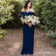 Simple Charming Navy Blue Off-Shoulder Sleeveless Chiffon Long Cheap Bridesmaid Dresses, TYP0072