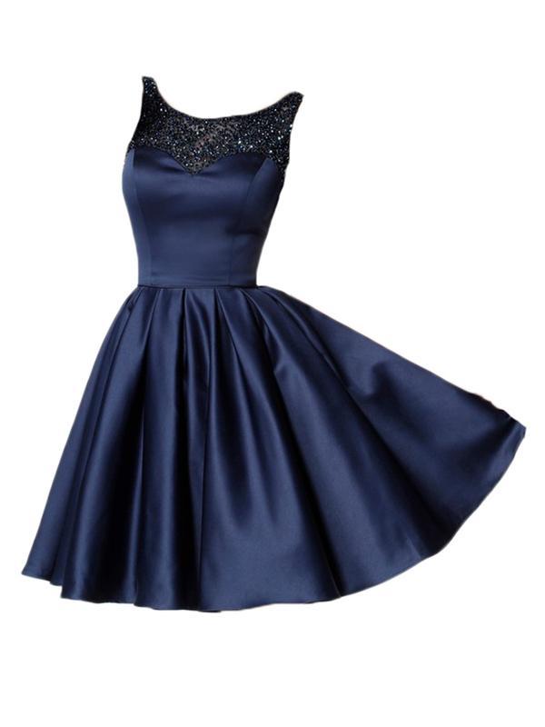 Sexy Backless Beaded Navy Short Cheap Homecoming Dresses 2018, BDY0363