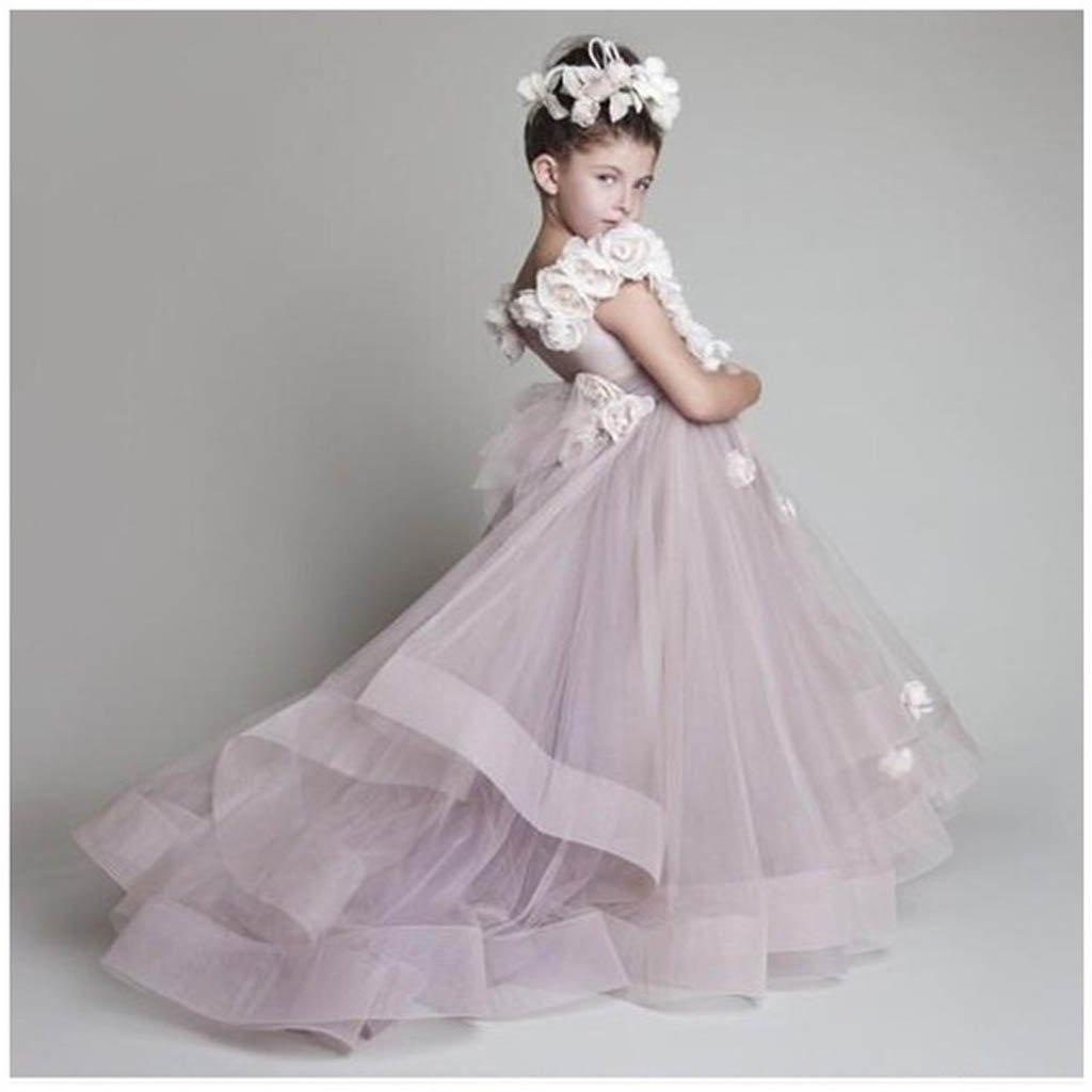 lavender flower girl dress Charming Lavender Flower Girl Dresses Hot Sale A-Line Organza Sleeve F – mybestbridal