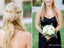 Sweetheart Black Tulle A-line Long Cheap Bridesmaid Dresses, BDS0089