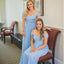 Blue Mismatched Off Shoulder Chiffon Cheap Long Bridesmaid Dresses Online, WGY0227