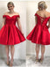 Simple Off Shoulder Red Short Cheap Homecoming Dresses Online, BDY0355