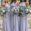 One Shoulder Dusty Blue Long Chiffon Cheap Bridesmaid Dresses Online, WGY0304
