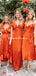 Mismatched Orange Elastic Silk Charming Cheap Bridesmaid Dresses, BDS0106
