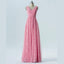 V Neck Pink Lace Cheap Long Bridesmaid Dresses Online, WGY0317