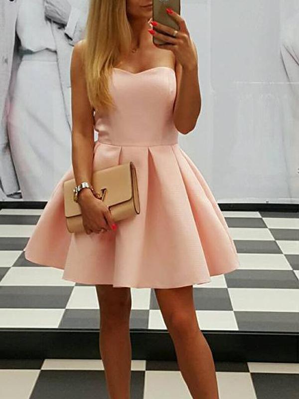 Sweetheart Pink Strapless 2018 Homecoming Dresses Under 100, BDY0222