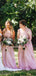 Mismatched Pink Chiffon A-line Long Cheap Bridesmaid Dresses, BDS0117