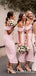 Simple Charming Off-The-Shoulder Pink Satin Mermaid Long Cheap Bridesmaid Dresses, BDS0043