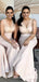 Pretty Charming V-neck Blush Pink Mermaid Long Cheap Bridesmaid Dresses, BDS0046