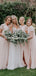 Newest Round Neck Pink Tulle Short Sleeve Long Cheap Bridesmaid Dresses, BDS0126