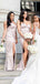 Charming Simple Sweetheart Pink Elastic Silk Side Slit Long Cheap Bridesmaid Dresses, BDS0028