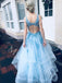 Elegant V-neck Sleeveless A-line Prom Dresses,PDS0943