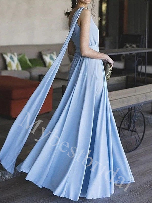 Elegant One-shoulder Sleeveless A-line Prom Dresses,PDS0952
