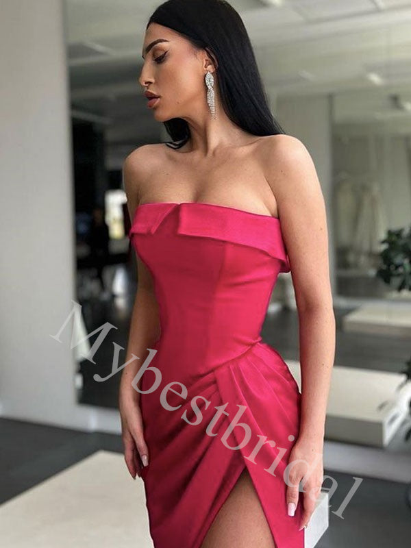 Sexy Strapless Side slit Mermaid Prom Dresses,PDS0961