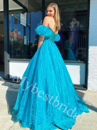 Elegant Sweetheart Off shoulder A-line Prom Dresses,PDS0954