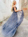 Elegant Off shoulder Side slit A-line Prom Dresses,PDS0979