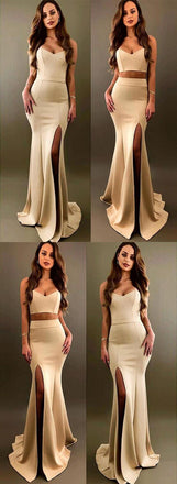 Sexy Two Piece Mermaid Sweetheart Split Front Long Prom Dress,Evening Party  Dress.PDY0236
