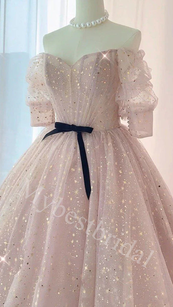 Elegant Off shoulder Sweetheart A-line Long Prom Dress,PDS1078