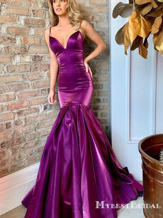 New Arrival Charming Elegant Spaghetti Strap Sleeveless Mermaid Long Cheap Evening Party Prom Dresses, PDS0004